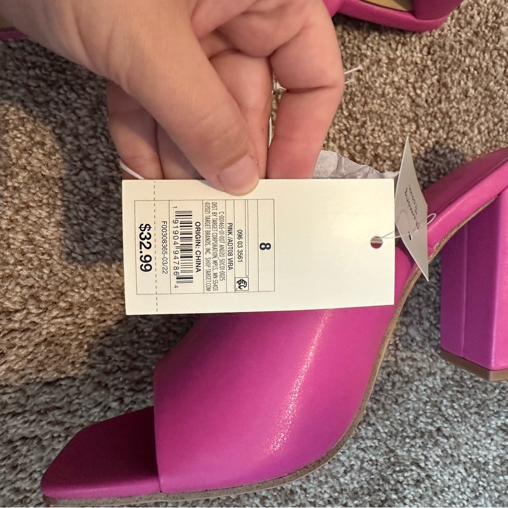 A New Day Vibrant Pink Block Heel Mules - Picture 3 of 7